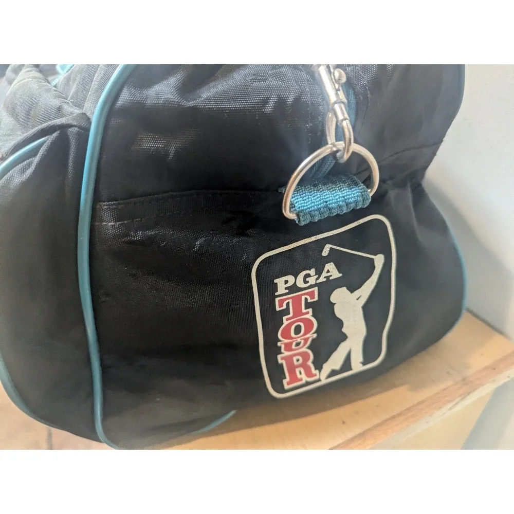 PGA Tour Duffel Bag 1993 Retro Golf Tournament Promo Black Teal Bag Vtg